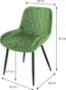 A green velvet dining chair with dimensions indicated by measurement lines and text. Náhled obrázku produktu