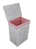 Wäschekorb Wäschetonnen Wäschetruhe Weide weiß rosa Produktbild-Vorschau 3