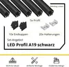 5x A19 LED Profil 2m - Schwarz inkl. Abdeckung schwarz, Produktbild-Vorschau 2