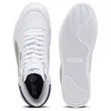 A top-down view of a pair of Puma Shuffle Mid sneakers, showing the top of one shoe and the sole of the other. Produktbild-Vorschau