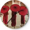 Wanduhr - Rund - Glasuhr - Bhutan Regenschirm Rot - 30x30cm Produktbild-Vorschau 1
