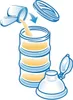 Illustration showing how to use a stackable formula dispenser. Anteprima dell’immagine prodotto