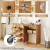 A collage of images showcasing a folding sewing table with various features highlighted. Podgląd zdjęcia produktu