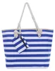 Beige großer Strandbeutel mit Streifen - Schultertasche mit Produktbild-Vorschau 2