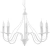 A white chandelier with five candle-shaped lights against a white background. Anteprima dell’immagine prodotto