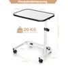 A diagram showing the dimensions and weight capacity of a rolling side table. Produktbild-Vorschau