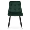 A green upholstered dining chair with tufted detailing and black metal legs, shown from the front on a white background. Podgląd zdjęcia produktu