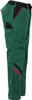 A side view of a pair of green work pants with black and red accents. Produktbild-Vorschau