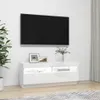 vidaXL TV-Schrank mit LED-Leuchten Hochglanz-Weiß 100x35x40 Produktbild-Vorschau 2