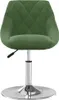 A green velvet swivel chair with a silver base. Produktbild-Vorschau