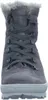 A close-up, front view of a gray winter boot with fur trim and laces. Produktbild-Vorschau
