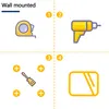 An instructional diagram showing tools and a mirror, with numbered steps. Produktbild-Vorschau