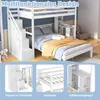 Hochbett mit Schreibtisch, Stauraum und LED-Beleuchtung, Produktbild-Vorschau 4