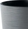 A close-up view of the textured exterior of a gray planter with a black interior. Náhled obrázku produktu