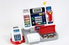 A toy cash register with a card reader and coins. Produktbild-Vorschau