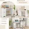 A collage of images showing a white desk in different settings, with text overlays and bullet points. Anteprima dell’immagine prodotto