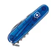 A blue transparent Victorinox Swiss Army knife is shown against a white background. Produktbild-Vorschau