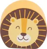 A close-up, front-facing view of a wooden toy lion's head. Produktbild-Vorschau