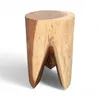 A handmade wooden stool on a white background. Anteprima dell’immagine prodotto
