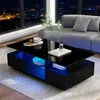 Merax Tavolino lucido con 2 cassetti e illuminazione a LED, Anteprima dell’immagine prodotto 3