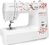 A white sewing machine with red floral accents, shown from a three-quarter front angle on a white background. Podgląd zdjęcia produktu