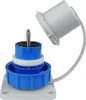 A close-up studio shot of an industrial electrical plug and socket. Produktbild-Vorschau