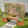 A wooden bench with a trellis and planters in a garden setting. Produktbild-Vorschau