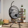 vidaXL Hängesessel Ei-Design mit Ständer Anthrazit Rattan Produktbild-Vorschau 8