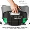 A hand adjusting the headrest of a child car seat. Produktbild-Vorschau