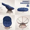 COMHOMA Fotel Papasan, przytulny fotel obrotowy z okrągłą Podgląd zdjęcia produktu 4