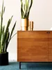 A close-up of a wooden cabinet with two plants in pots on top. Produktbild-Vorschau