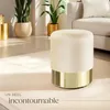 Pouf coffre de rangement aspect velours SARINA - crème Voir les images du produit 8