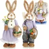 COM-FOUR® 2x XL Stroh Osterhase handgemacht - 44 cm Produktbild-Vorschau 1