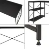 A collage of four close-up images of a black desk, showing different angles and details of its construction. Náhled obrázku produktu