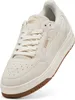 A single PUMA Shuffle Downtown Sneaker in cream with a brown sole, shown from a slightly elevated side angle against a white background. Produktbild-Vorschau