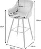 A bar stool with dimensions indicated by measurement lines and text. Produktbild-Vorschau