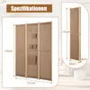 A multi-panel room divider with storage pockets and hooks, shown with dimensions indicated. Anteprima dell’immagine prodotto