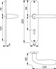 Technical drawing with dimensions of a door handle set. Podgląd zdjęcia produktu