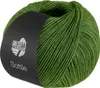 A ball of green yarn with a black label. Produktbild-Vorschau