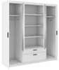 Čtyřdveřová šatní skříň 177 cm PILINA se šuplíky - bílá Náhled obrázku produktu 3
