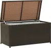 A brown poly rattan storage box with the lid open, showing a white liner inside. Náhled obrázku produktu