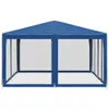 vidaXL Partyzelt mit 8 Mesh-Seitenteilen Blau 4x4 m HDPE Produktbild-Vorschau 4