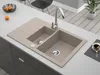 Granitspüle - Spülbecken - Küchenspüle - 79 x 50 cm - Beige Produktbild-Vorschau 6