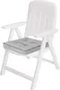 A white plastic garden chair with a gray cushion. Náhled obrázku produktu