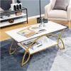 Table basse HV10267WH, avec étagère, à deux niveaux, Voir les images du produit 5