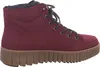 A side view of a red boot with a brown sole. Produktbild-Vorschau