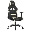 Gaming-Stuhl mit Massage & Fußstütze Schwarz und Creme Produktbild-Vorschau 1