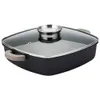 A square-shaped pot with a glass lid and handles, presented on a white background. Náhled obrázku produktu