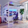 A gaming loft bed setup in a room with colorful LED lighting. Produktbild-Vorschau