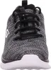A close-up, front-facing view of a single black and white Skechers shoe. Anteprima dell’immagine prodotto